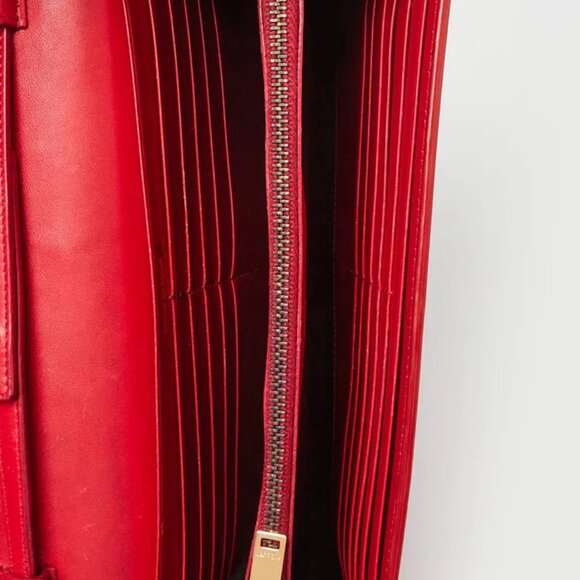 Yves Saint Laurent Red Leather Monogram Wallet on Chain Bag - Picture 11 of 12
